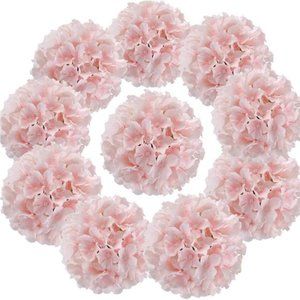 10Pack Silk Hydrangea Heads Artificial Flowers Heads w/ Stems Home Wedding Decor